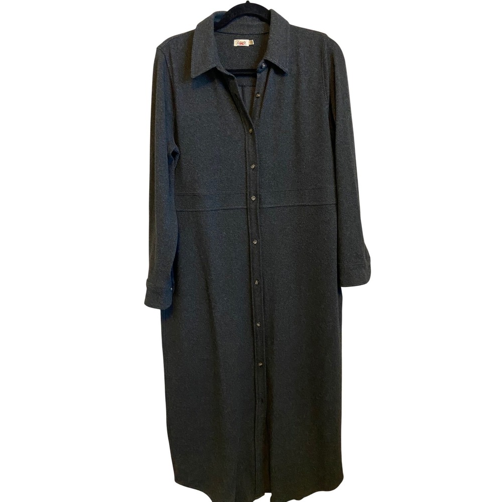 Faherty Legend Sweater Dress Button Front Shirt Dress Grey WDC0011-HBT Large